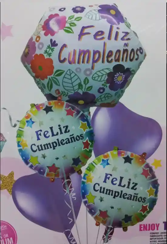 Globos Metalizados De Feliz Cumpleaños X5