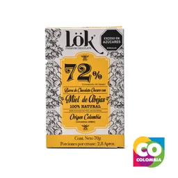 Chocolate 72% Con Miel Marca Lok Embalaje De 1 Unidad Por 70g