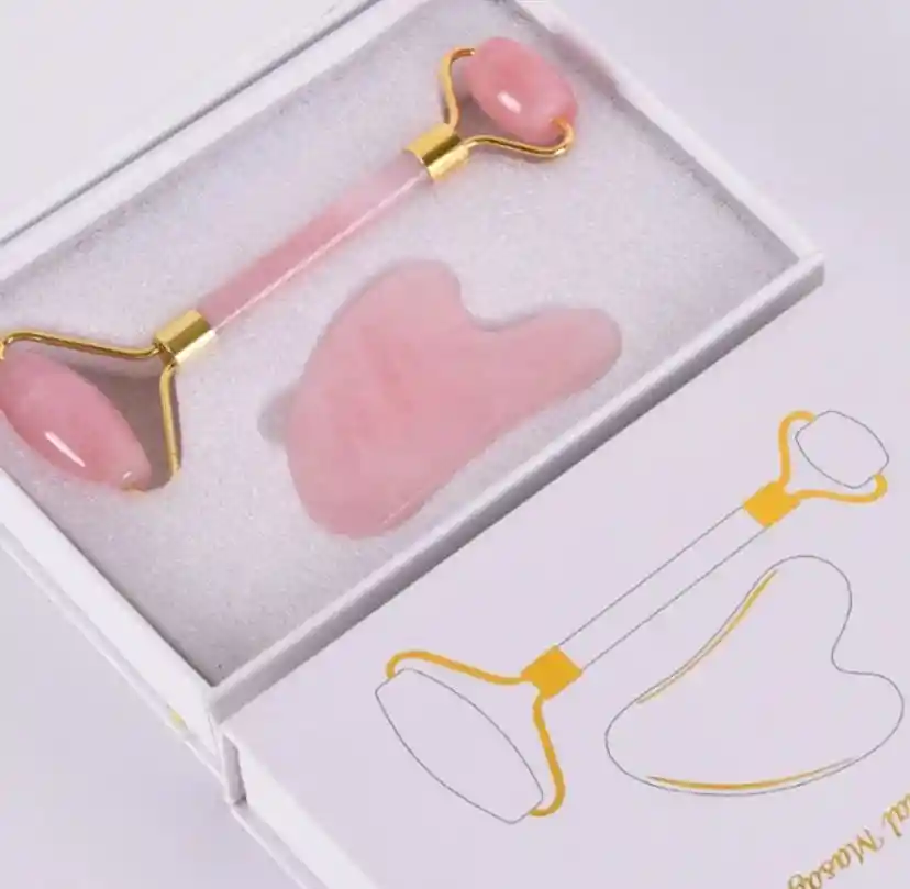Rodillo De Jade Para La Cara, Facial Natural Piedra De Jade Set Rodillo De Masaje De La Piel Con Gua Sha Herramientas De Raspado