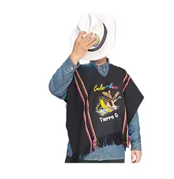 Combo Sombrero Aguadeño Poncho Colombia Tradicional Negro