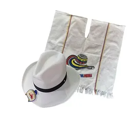 Combo Sombrero Aguadeño Poncho Colombia Tracicional Unisex