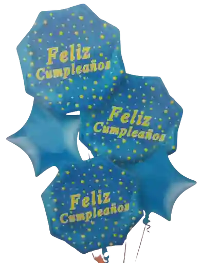 Globo Metalizado Feliz Cumpleaños - Azul X5
