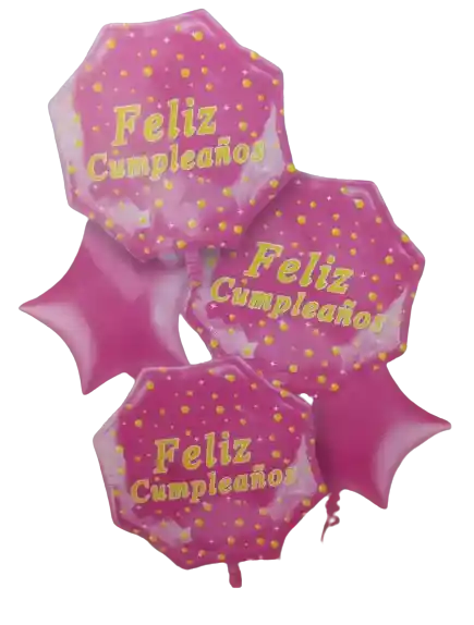 Globo Metalizado Feliz Cumpleaños - Rosado X5