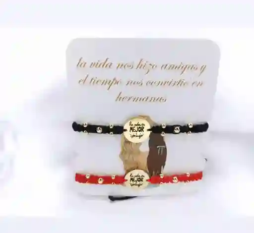 Set De Manillas Roja Y Negra Hermanas