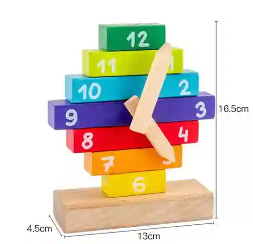 Reloj Puzzle De Madera Bloques Apilable Didáctico Montessori