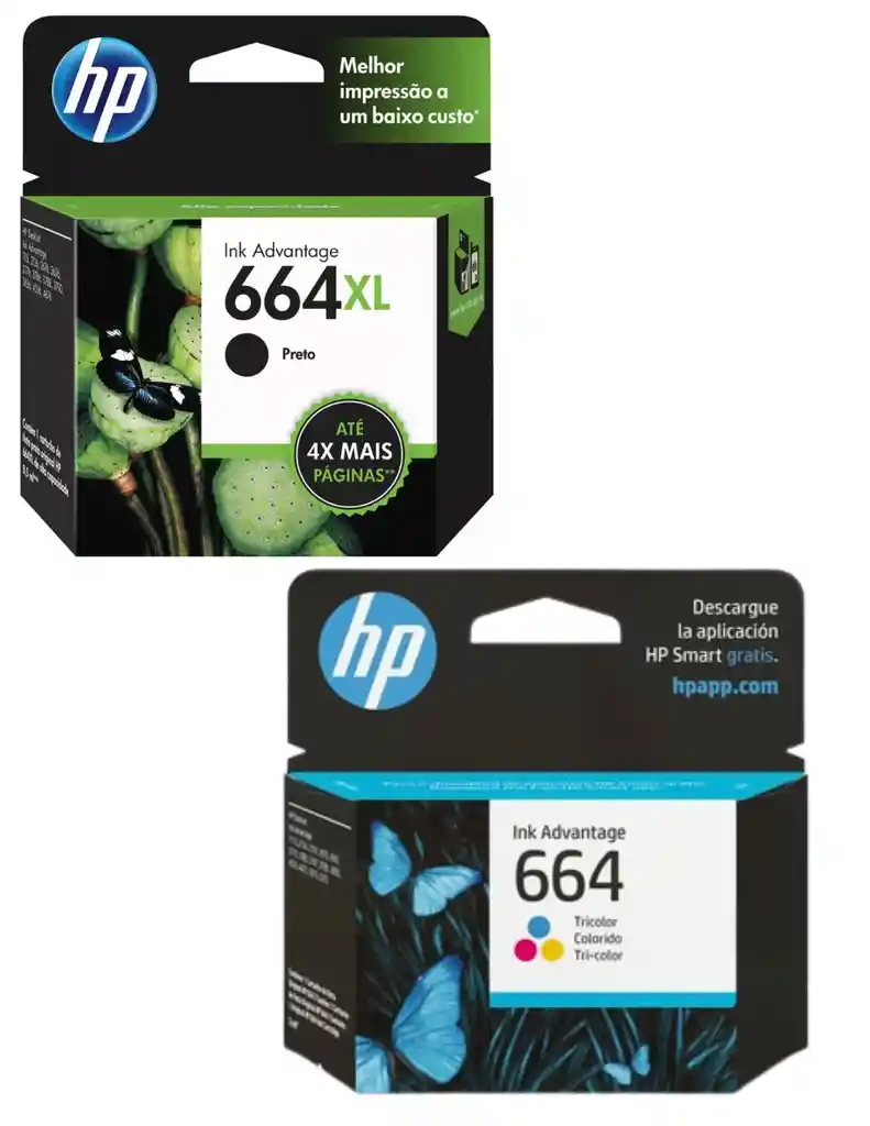 Hp Kit De Cartuchos De Tinta 664xl Negro Y 664 Tricolor Original