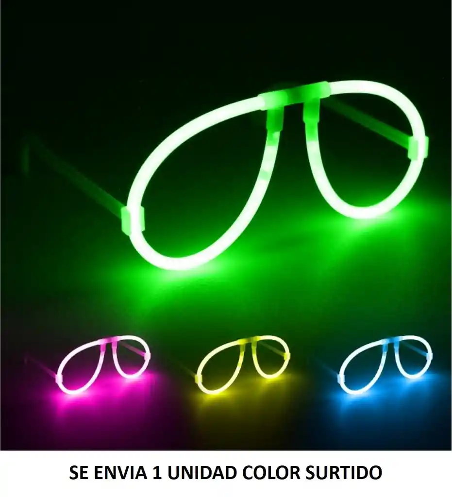 Gafas Neon Para Fiesta Carnaval Hora Loca Colores Surtidos Paquete X 1 Unidad