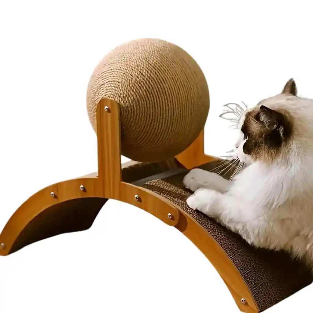 Rascador Curvo Con Pelota De Sisal Para Gato