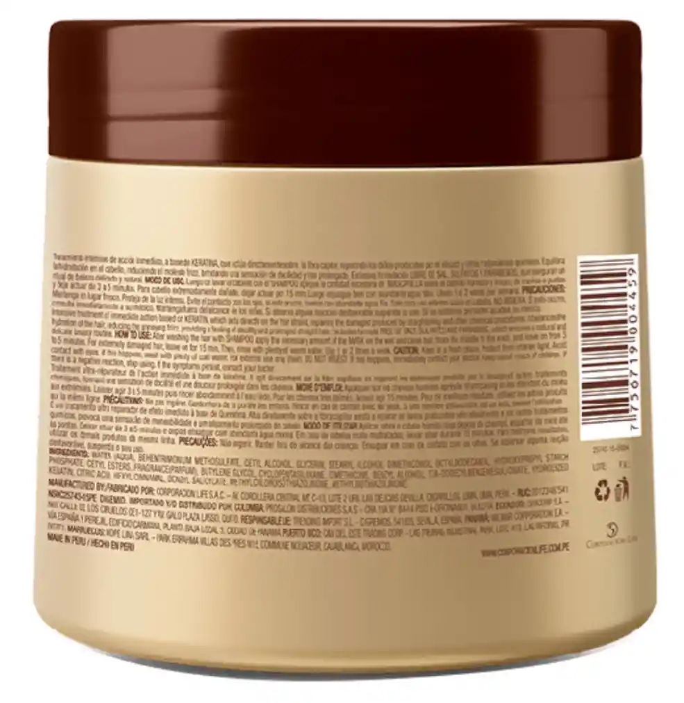 Mascarilla Lisso Keratina Be Natural 350g