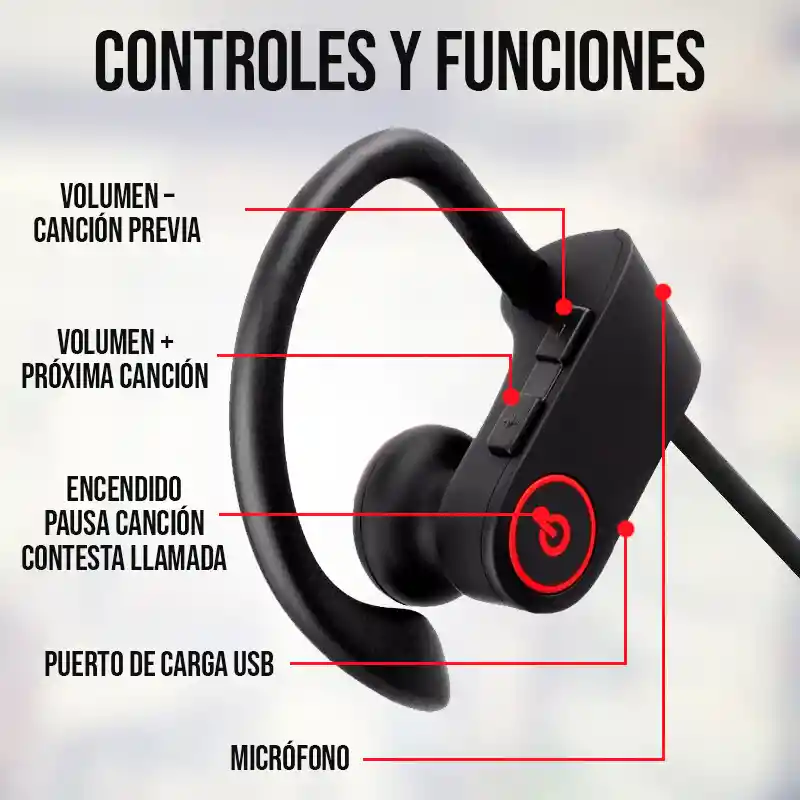 Audifonos Deportivos Inalambricos Bluetooth Microfono