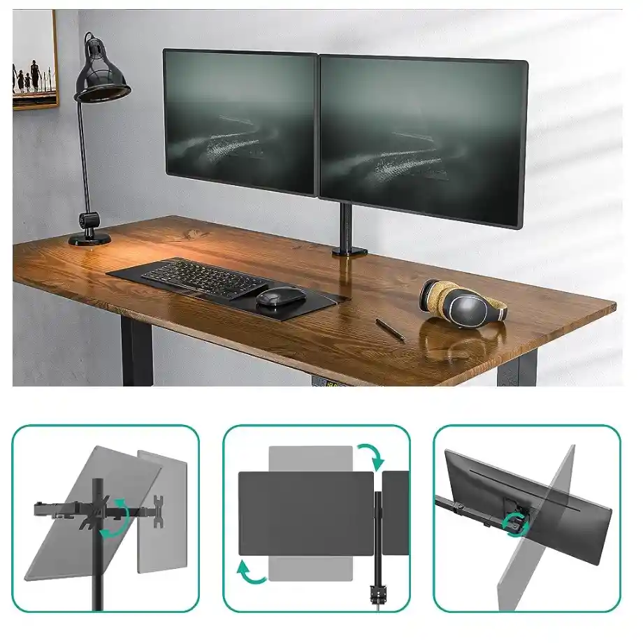 Soporte De Brazo Doble Para 2 Monitores Con Giro