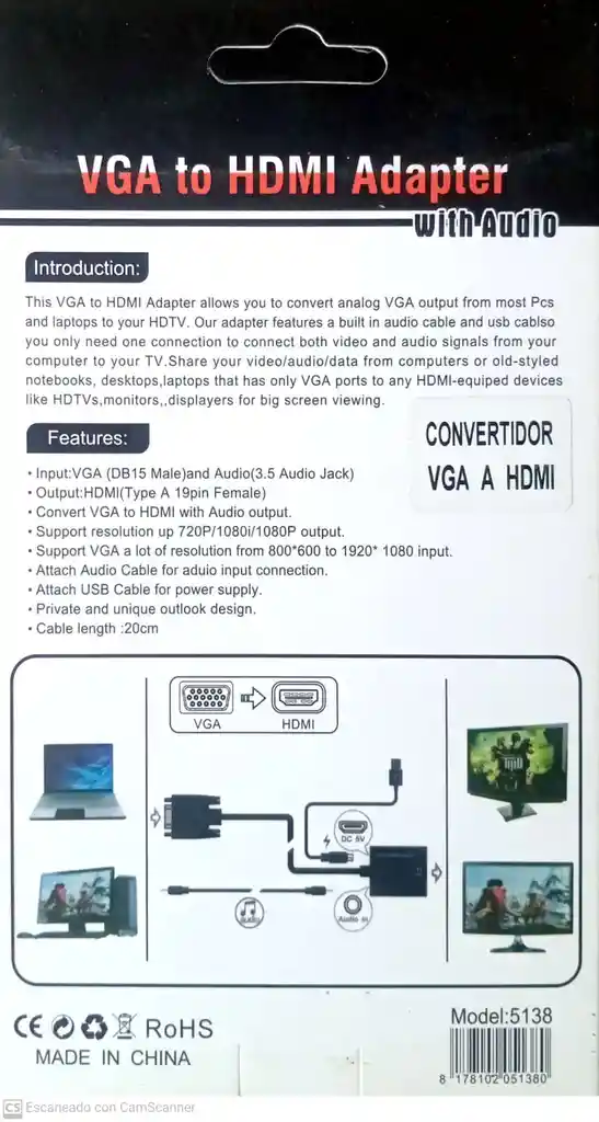 Convertidor Vga A Hdmi
