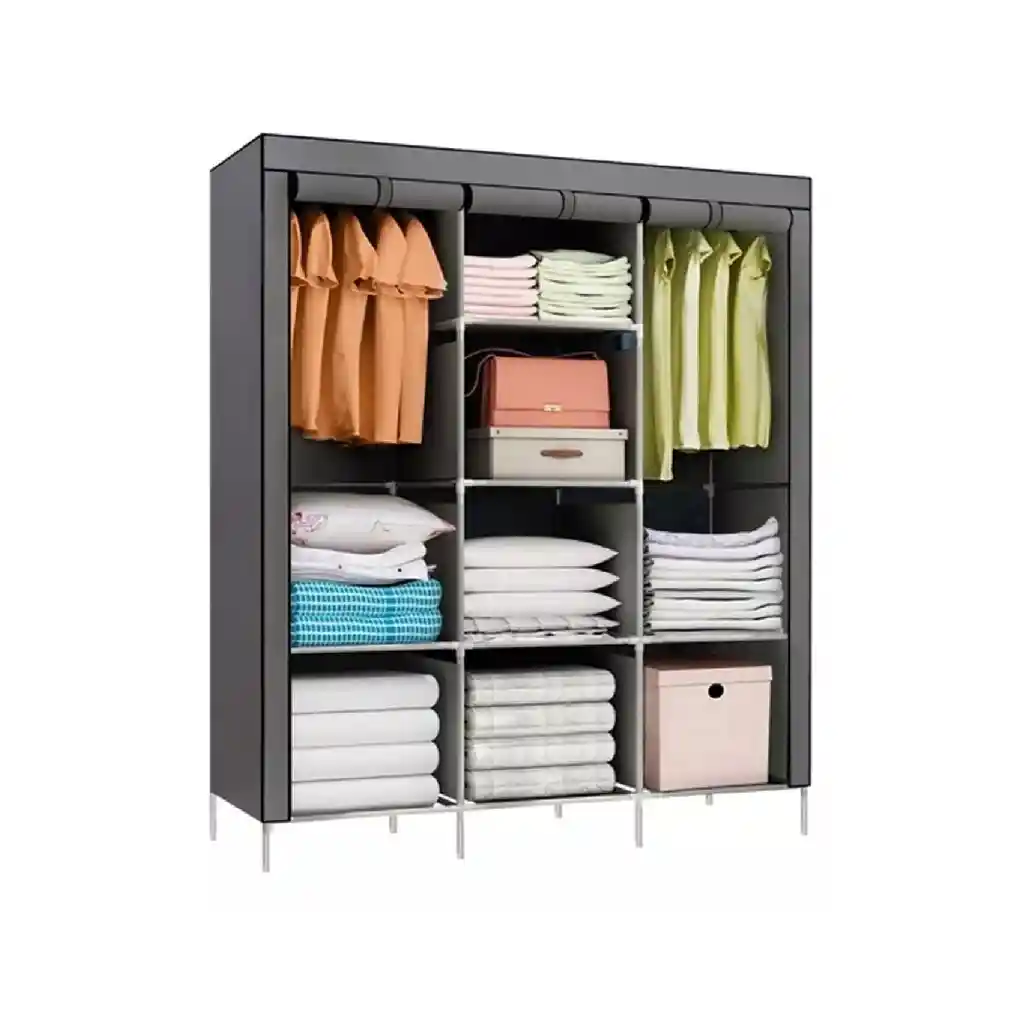 Closet Ropero Armable 3 Puertas Organizador Portátil Color Gris