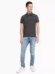 Camiseta Tipo Polo Tommy Hilfiger Men`s Talla L Gris Oscuro Original