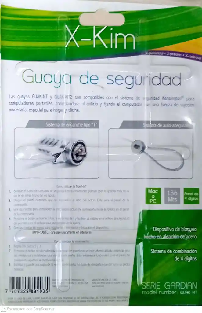 Guaya De Seguridad Portátil