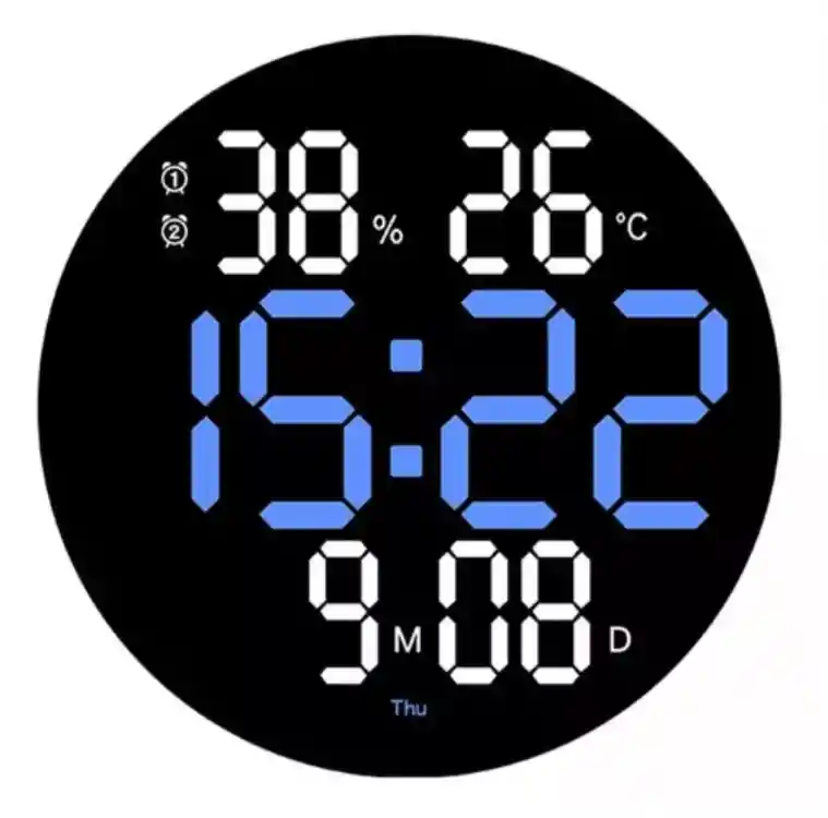 Reloj Led Digital De Pared Redondo Con Calendario, Fecha Y Temperatura Decoracion, Regalo
