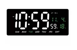 Reloj Led Digital De Pared Rectangular Color Negro Con Calendario, Fecha Y Temperatura Decoracion, Regalo, Hogar