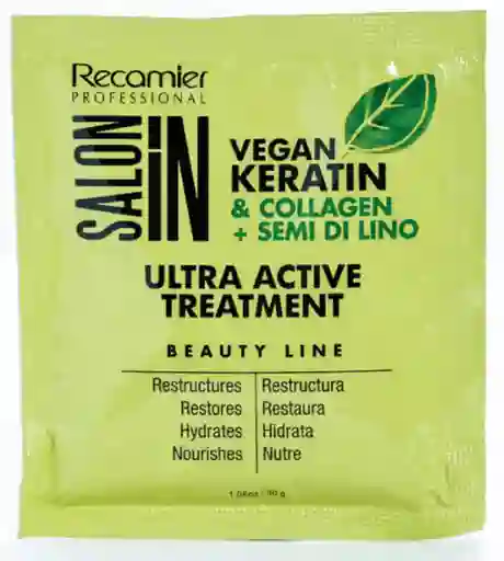 Mascarilla Keratin Collagen + Semi Di Lino En Sachet Recamier Salon In 30g