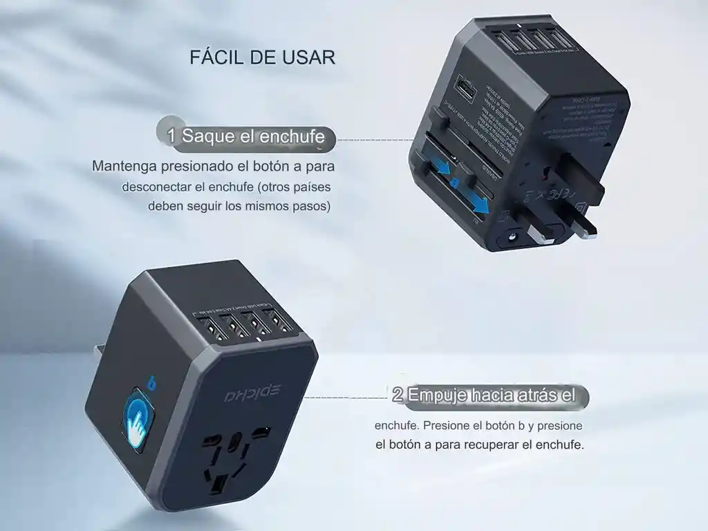 Adaptador De Viaje Universal Pd De 28 W Carga Rápida