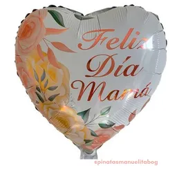 Globo Metalizado Corazon Feliz Dia Mama Inflado Con Helio