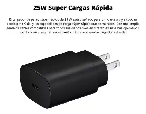 Galaxy S24 S23 - Cargador Usb C De 25 W Pd Súper Rápido Tipo C (cabeza)