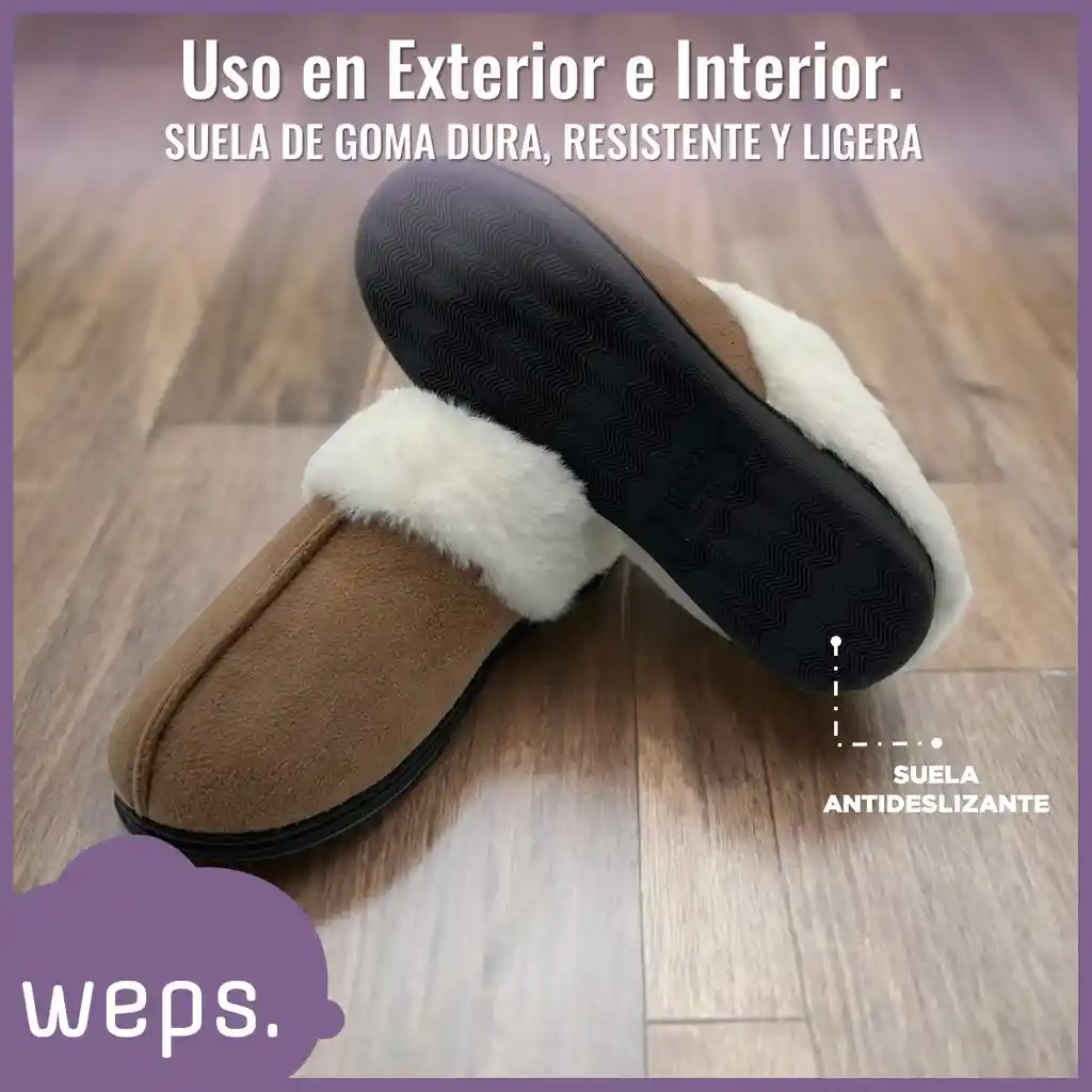 Pantuflas Termicas Tipo Felpa Antideslizantes Weps - Talla 36-37