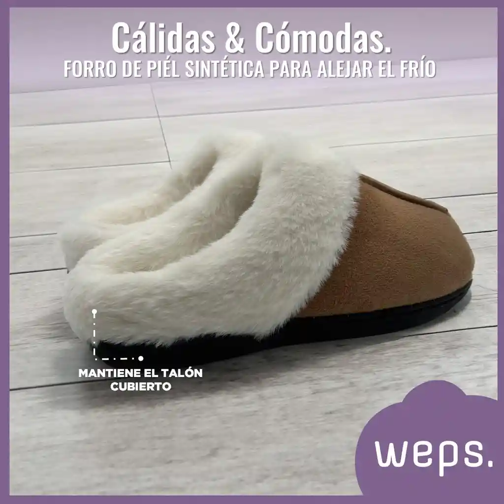 Pantuflas Termicas Tipo Felpa Antideslizantes Weps - Talla 36-37