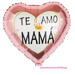 Globo Metalizado Corazon Te Amo Mama Oro Rosa Inflado Con Helio