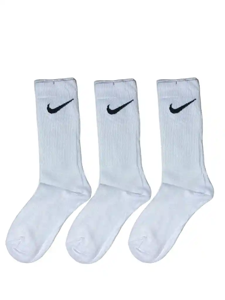 3 Pares Medias Extra Larga, Única Talla Color Blanco, Tipo Nike, Calcetín Extralarga Extralarga, Medias Deportivas