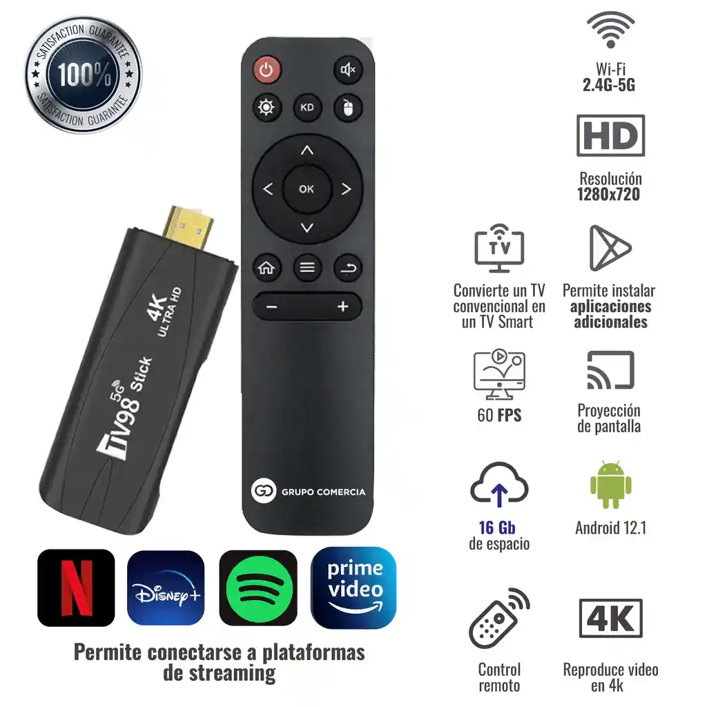 Android Tv Stick Google Play 4k Netflix Youtube 2.4/5g