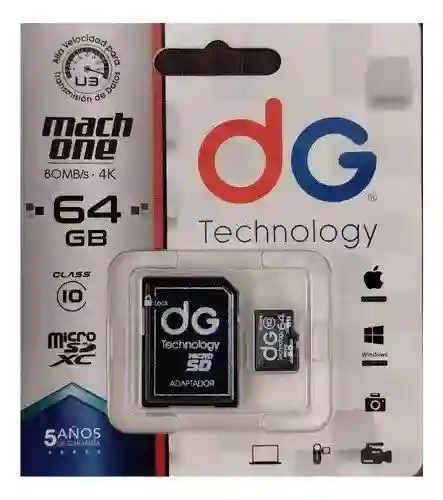 Memoria Micro Sd 64gb Clase 10 Con Adaptador Sd Dg