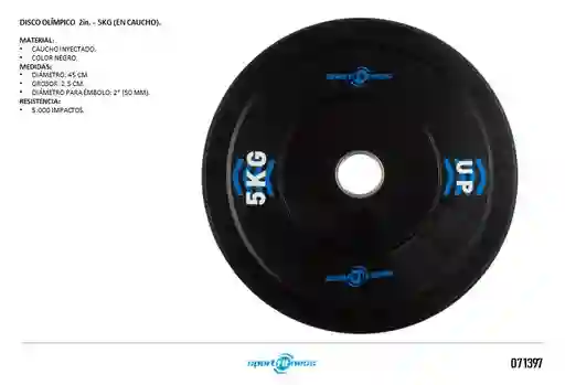 Disco Olímpico En Caucho Macizo 2”