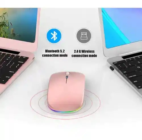 Mouse Ratón Recargable Inalámbrico Y Bluetooth 5.2+2.4g Rgb