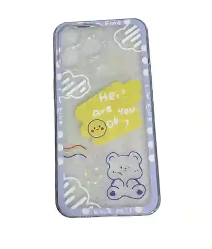 Funda Case Transparente Azul Oso Para Iphone 13 Pro