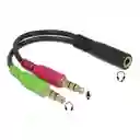 Adaptador De Audio Y Sonido 2 Machos 3.5 A 1 Hembra 3.5 Mm// Para Diademas 1 Plug Y Pc De Dos Plug