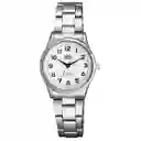 Reloj Qyq Mujer C215j204y Acero Plateado Dama + Estuche