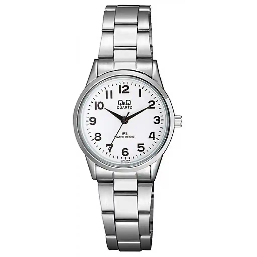 Reloj Qyq Mujer C215j204y Acero Plateado Dama + Estuche