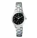 Reloj Mujer Qyq Q947j205y Acero Plateado Dama + Estuche