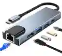 Adaptador Tipo C 5 En 1 Lan, Usb 3.0 , Tipo C, Hdmi Y Tipo C