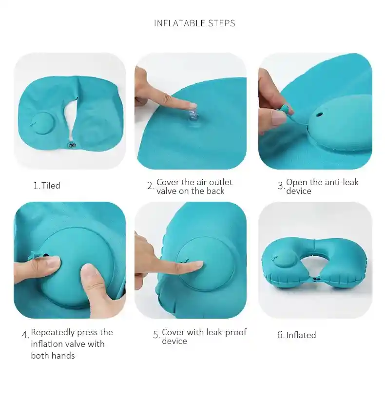 Kit Viajero Con Almohada Inflable Automática Para Cuello