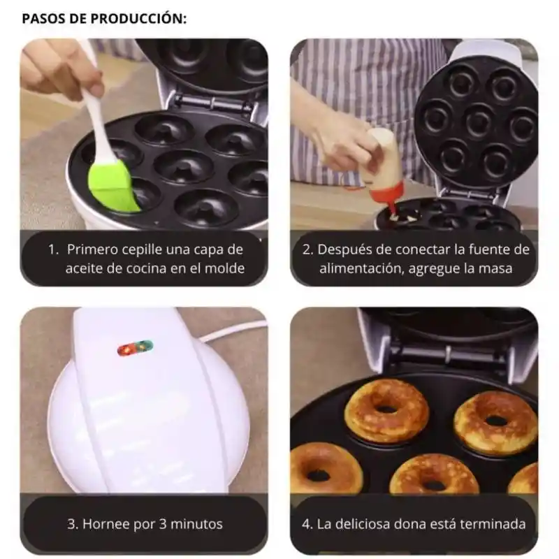 Mini Maquina Hacer Donas Donuts Antiadherente 7 Rosquillas