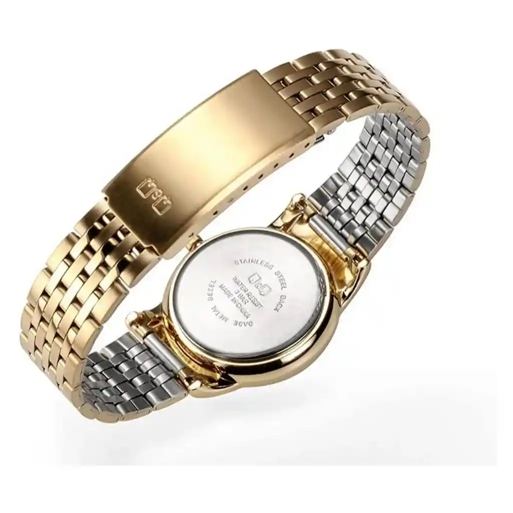 Reloj Qyq Mujer Qa57j010y Acero Dorado Dama + Estuche