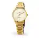 Reloj Qyq Mujer Qa47j010y Acero Dorado Dama + Estuche