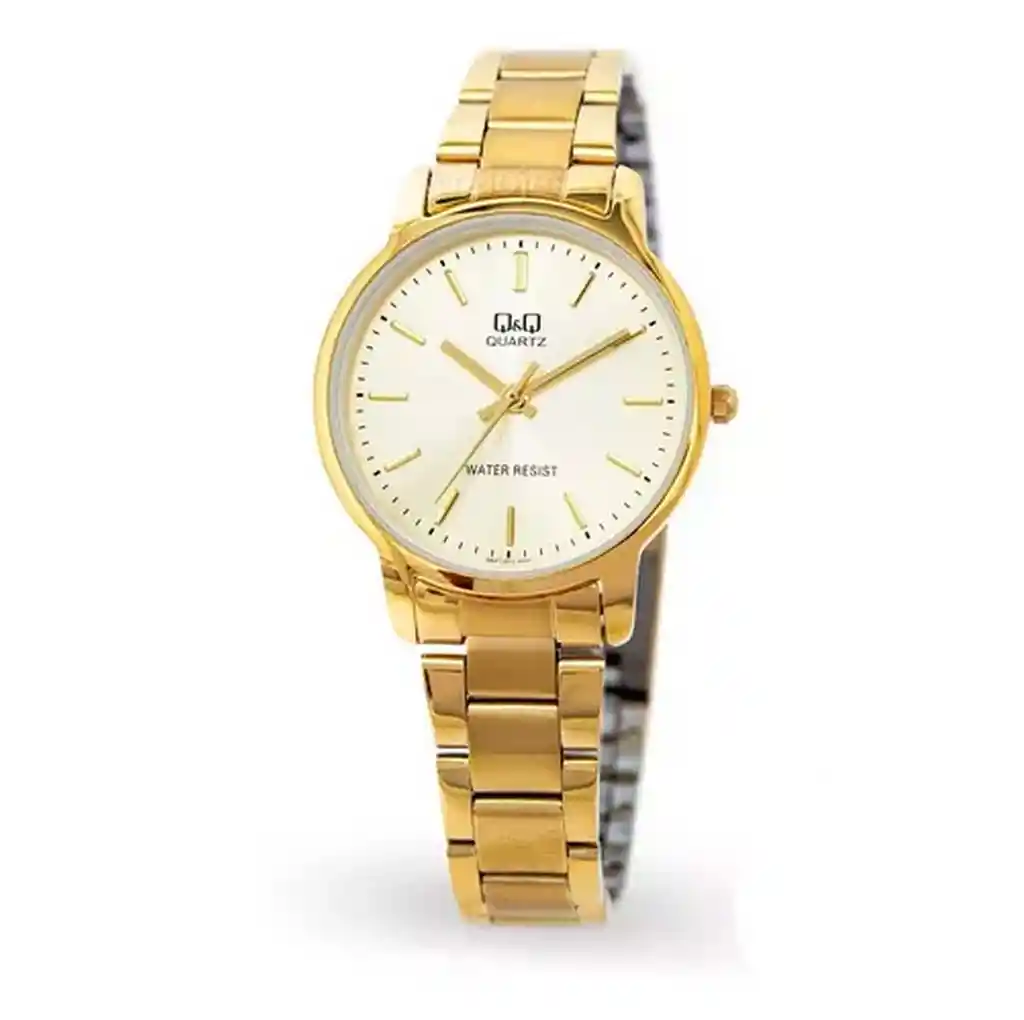 Reloj Qyq Mujer Qa47j010y Acero Dorado Dama + Estuche