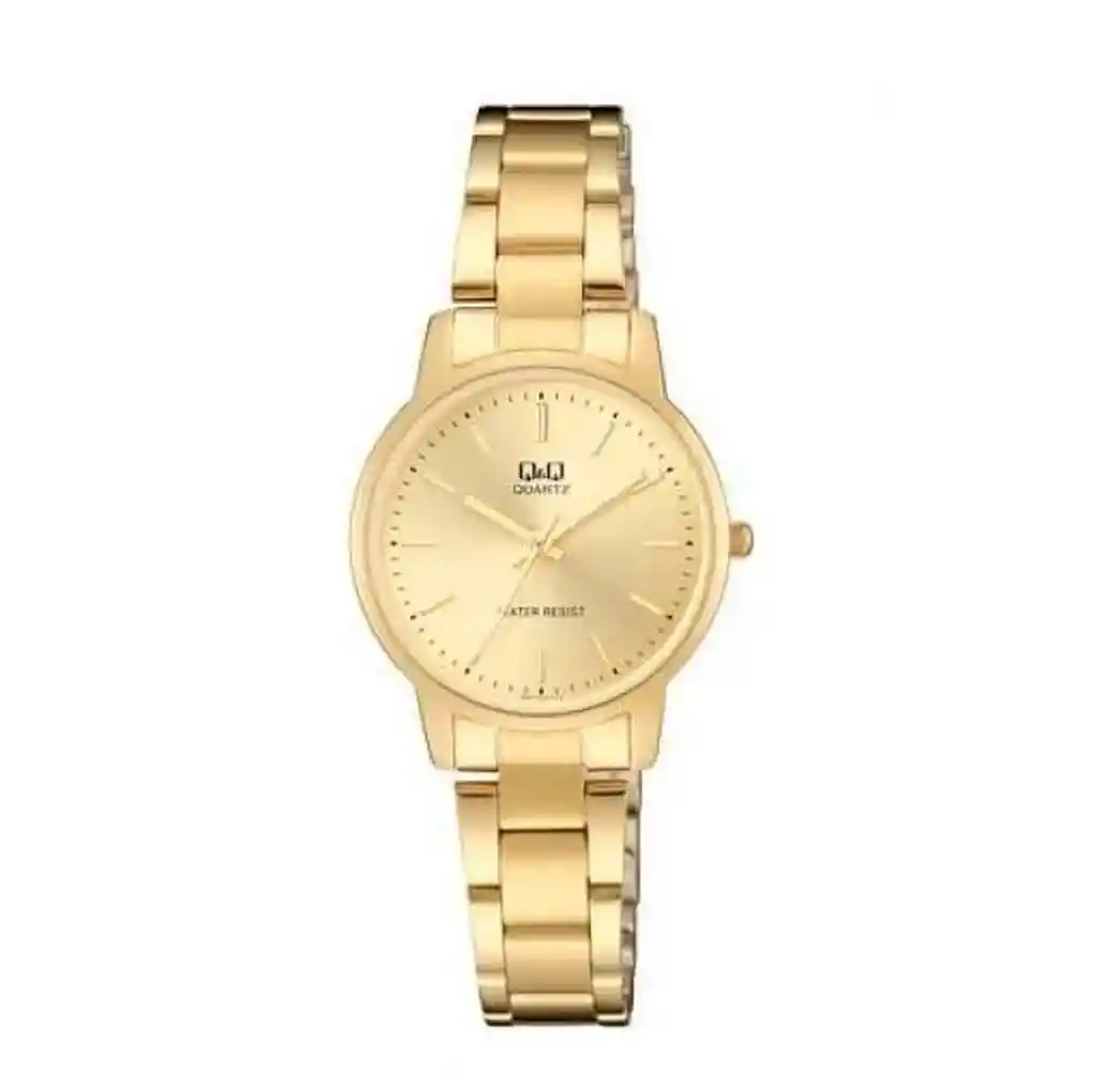 Reloj Qyq Mujer Qa47j010y Acero Dorado Dama + Estuche