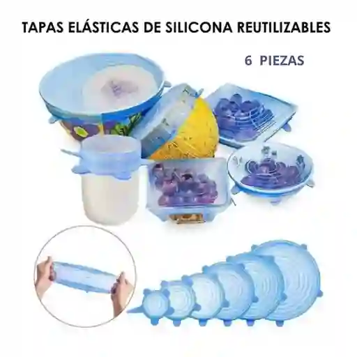 Tapas Elasticas De Silicona Reutilizables (6 Piezas)