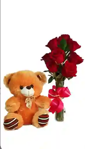 Rosas En Solitario Y Peluche