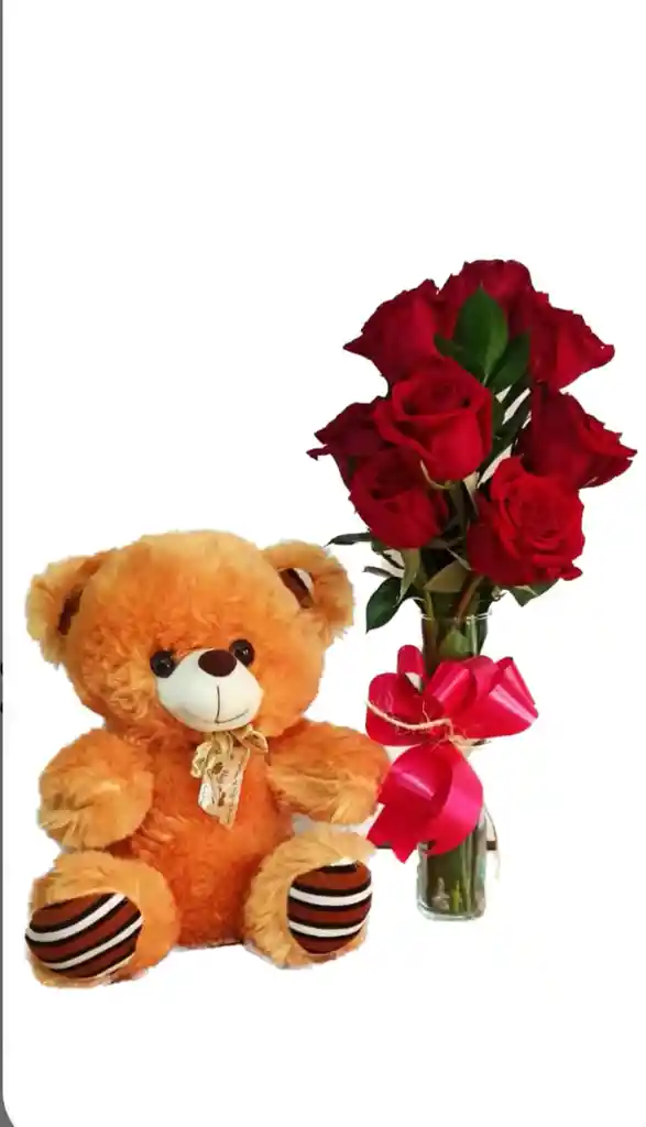 Rosas En Solitario Y Peluche