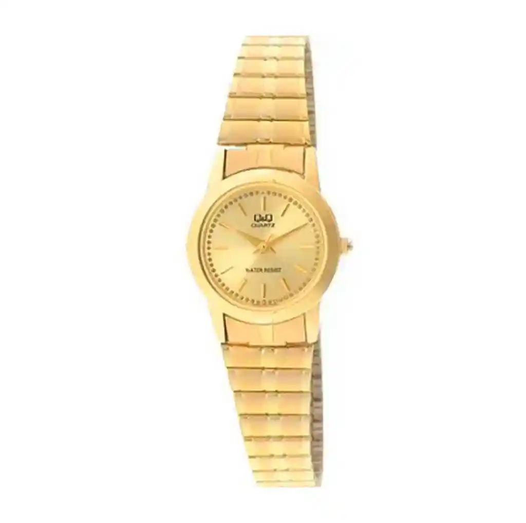 Reloj Para Mujer Qyq Q495j010y Dorado Acero + Estuche