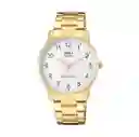 Reloj Para Hombre Qyq Qa46j004y Dorado Acero + Estuche